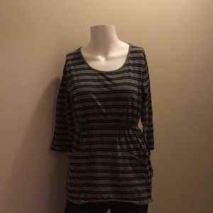 Gray and Black Stripped Long Sleeve women’s Shirt